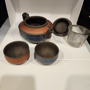 Tea Set with Strainer - Black and Brown